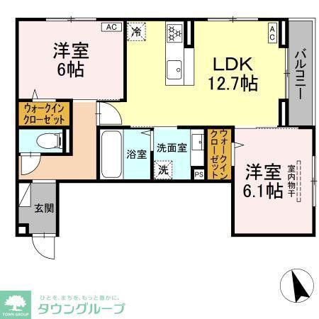 フォルテーヌ・イイクラI(2LDK/2階)の間取り写真