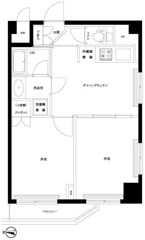 ルーブル蒲田七番館(2DK/1階)の間取り写真