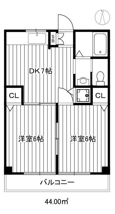 練馬マンション(2DK/3階)の間取り写真