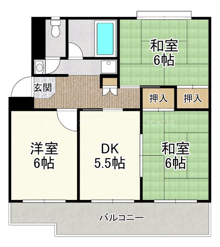 湖南コーポクライノII(3DK/4階)の間取り写真
