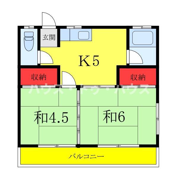 サニーハイツB(2K/2階)の間取り写真