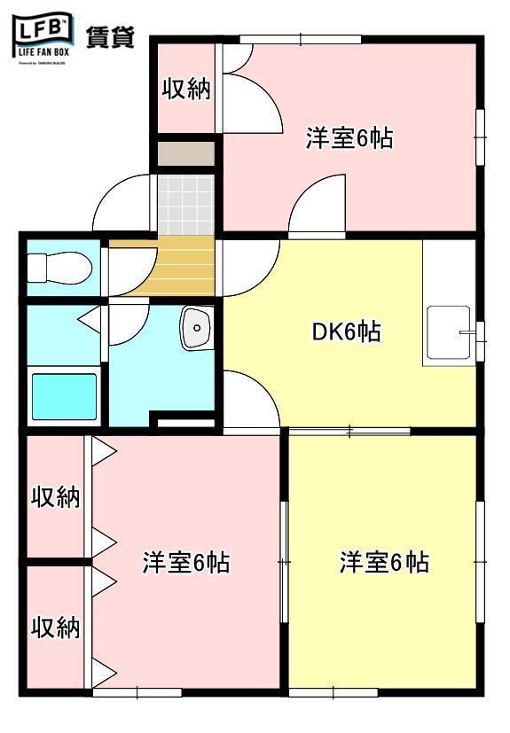 グランカフリエB(3DK/1階)の間取り写真