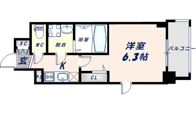 エスリード大阪CENTRAL AVENUE(1K/11階)の間取り写真