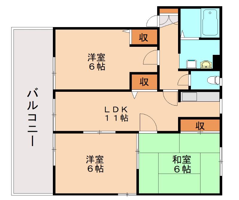 パラシオ赤坂B棟(3LDK/1階)の間取り写真