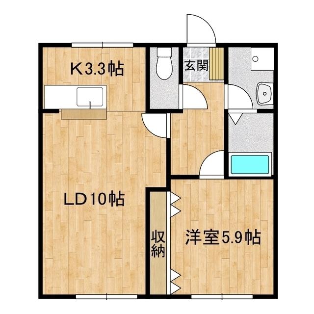 グランシャリオII(1LDK/1階)の間取り写真