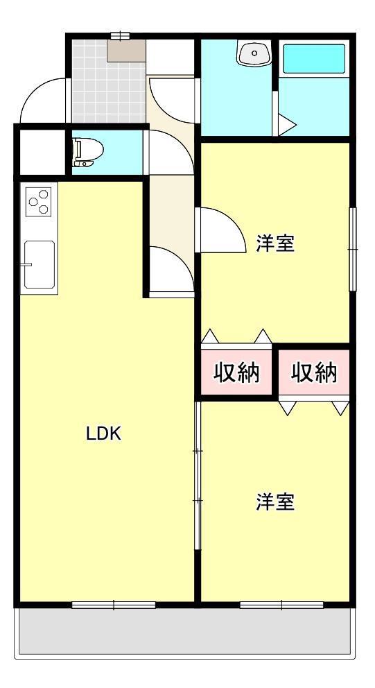 Y・フジビル新白河(2LDK/2階)の間取り写真