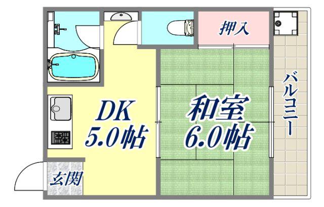 三楽レジデンス(1DK/4階)の間取り写真