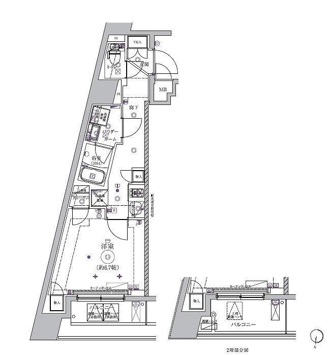 リルシアテラス横濱吉野町(1K/7階)の間取り写真