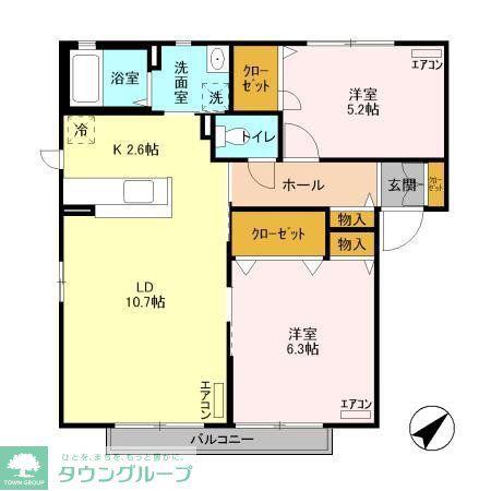 エバーグリーン8番館(2LDK/2階)の間取り写真