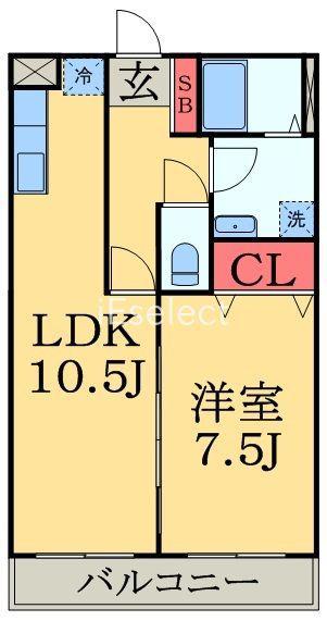 エターナII(1LDK/1階)の間取り写真