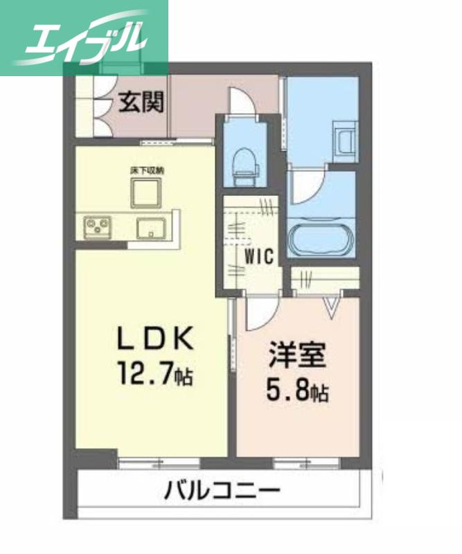 ＪＲ宇野線 茶屋町駅 徒歩11分 3階建 築3年(1LDK/1階)の間取り写真