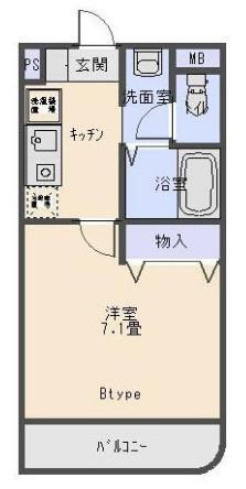 サイレンスワカバ(1K/1階)の間取り写真