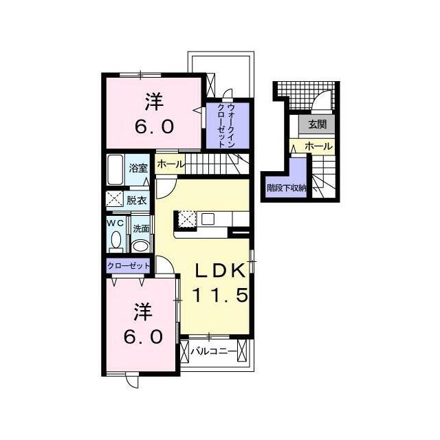 フルジーナC(2LDK/2階)の間取り写真