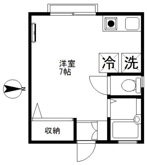 パティオ奥沢(ワンルーム/2階)の間取り写真
