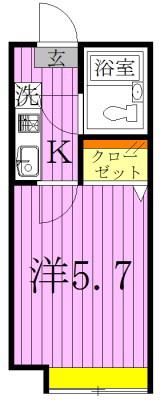 綾瀬ピースベルJ(1K/2階)の間取り写真