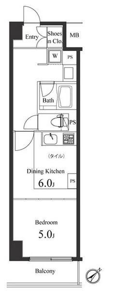 プライマル小石川(1DK/1階)の間取り写真
