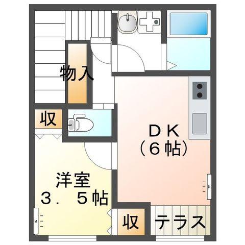 小田原1丁目(1DK/2階)の間取り写真