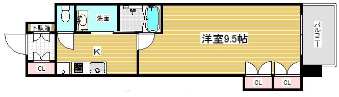 アルファレガロ神戸ウエスト(1K/3階)の間取り写真