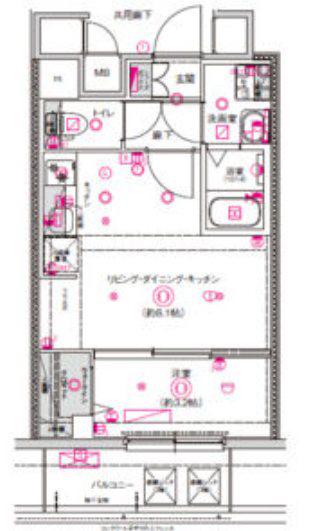 CREST TAPP東別院(1LDK/6階)の間取り写真