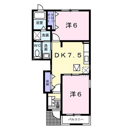 サニ- レジデンスII(2DK/1階)の間取り写真