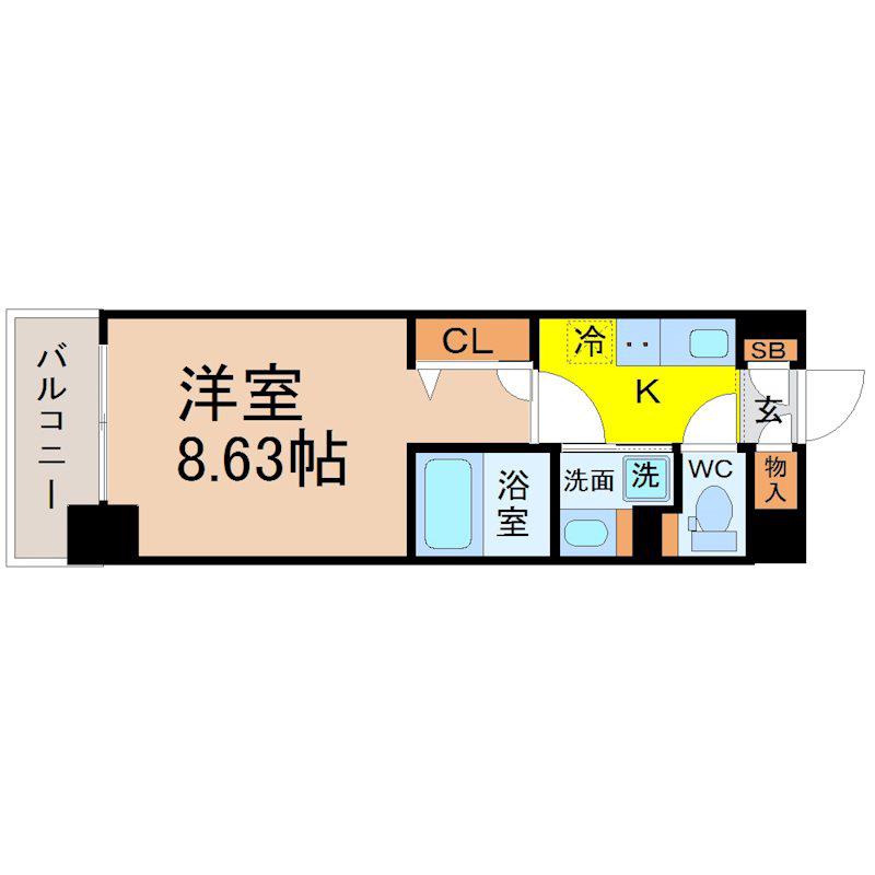 シティライフ泉(1K/6階)の間取り写真