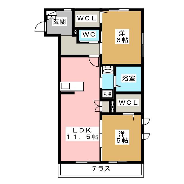 コートグランデI(2LDK/1階)の間取り写真
