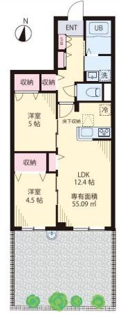 ボナール志村(2LDK/1階)の間取り写真