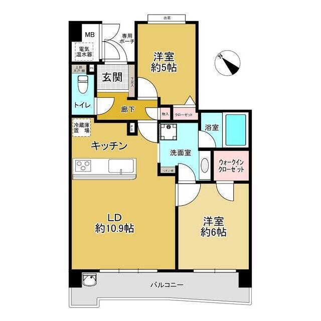パインズマンション南柏クリエール(2LDK/6階)の間取り写真