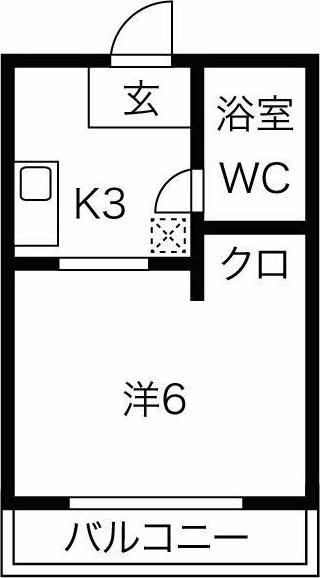 エクセランス松下(ワンルーム/2階)の間取り写真