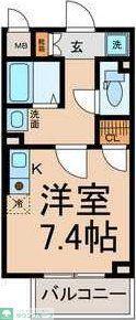 PRENDRE II(ワンルーム/2階)の間取り写真