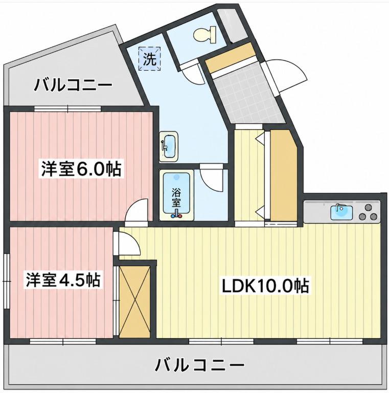 グランドメゾン川口(2LDK/3階)の間取り写真