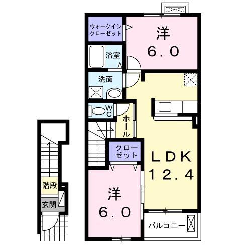グランメゾンC(2LDK/2階)の間取り写真