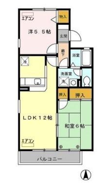 スクウェアガーデンⅠ(2LDK/2階)の間取り写真