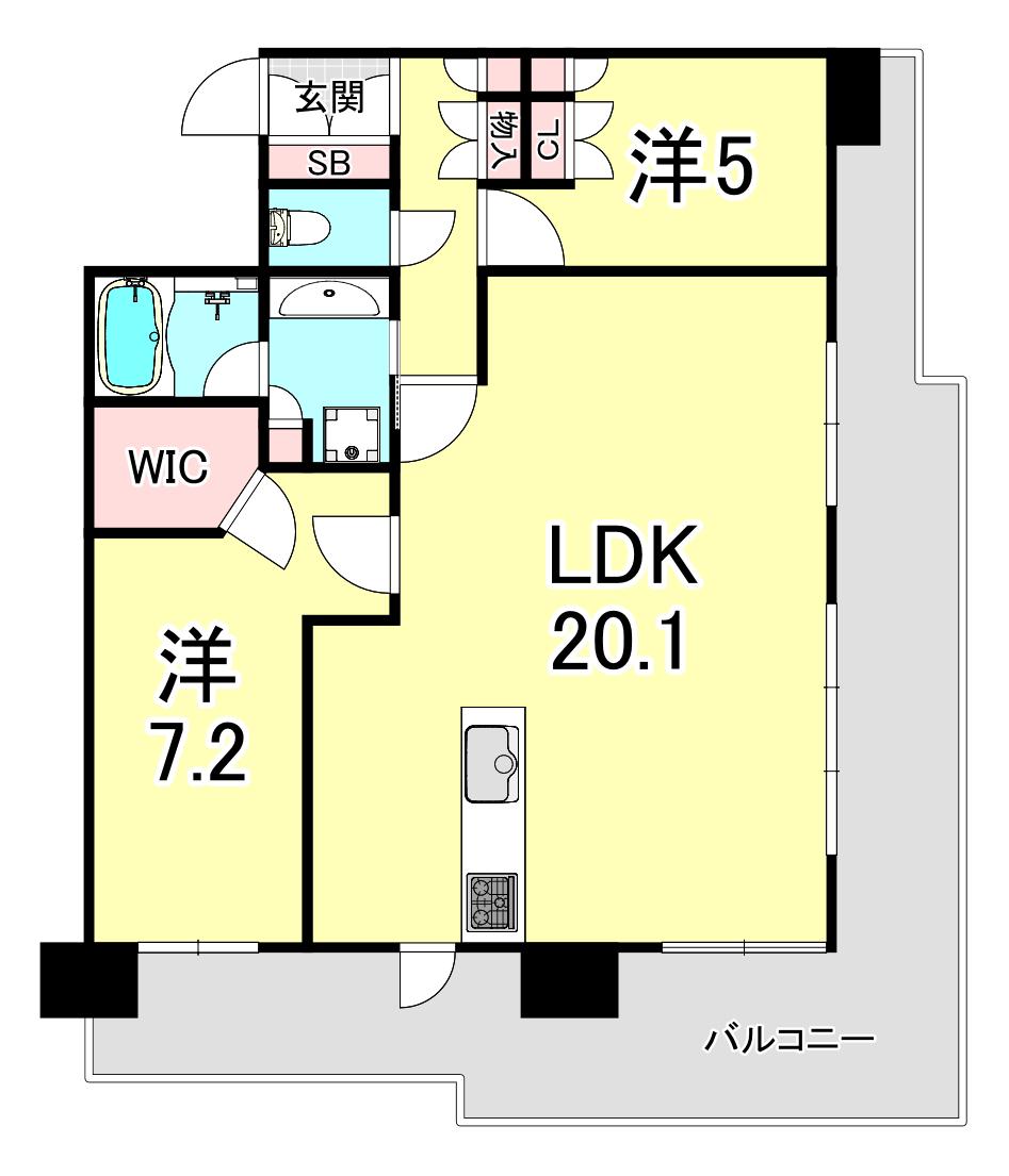 プラウドタワー神戸垂水(2LDK/2階)の間取り写真