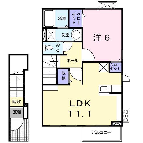 サンライズ大森(1LDK/2階)の間取り写真