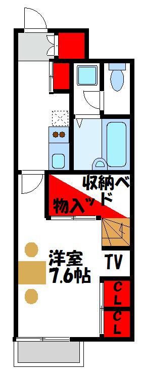 レオパレスエスコートI(1K/1階)の間取り写真