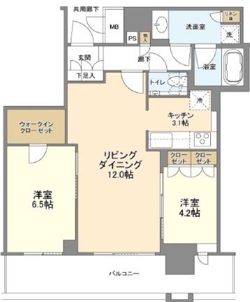 ブランズタワー梅田ノース(2LDK/11階)の間取り写真
