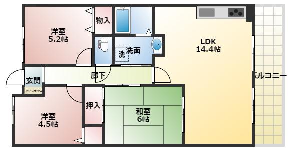 アプリーレ垂水(3LDK/1階)の間取り写真