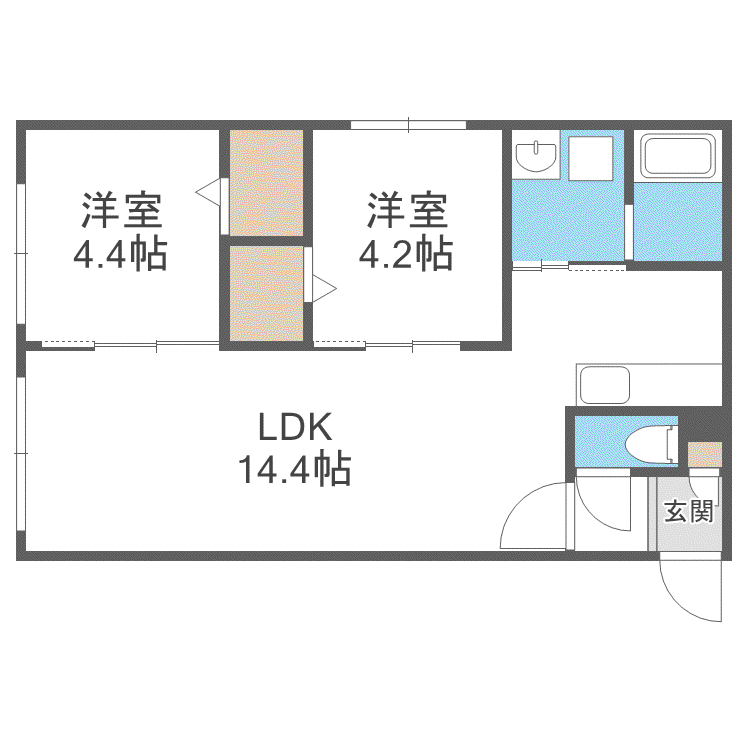 FODERA IMPERIAL二十四軒(2LDK/3階)の間取り写真