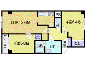 エステリオン(2LDK/5階)の間取り写真