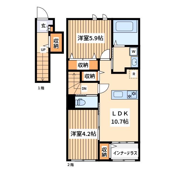 ルナ クレセンテ(2LDK/2階)の間取り写真