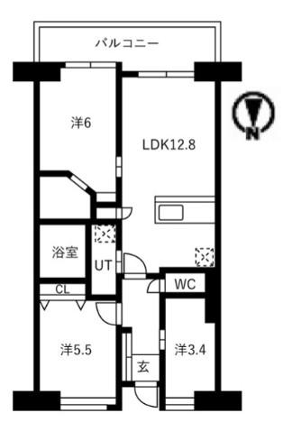 アクティ目黒駅前I(3LDK/4階)の間取り写真