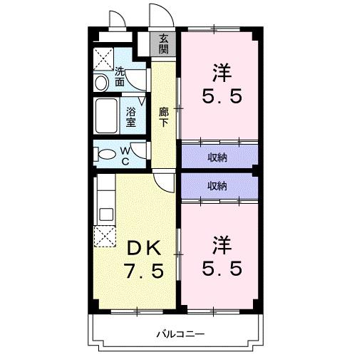 ステイツアルク(2DK/1階)の間取り写真