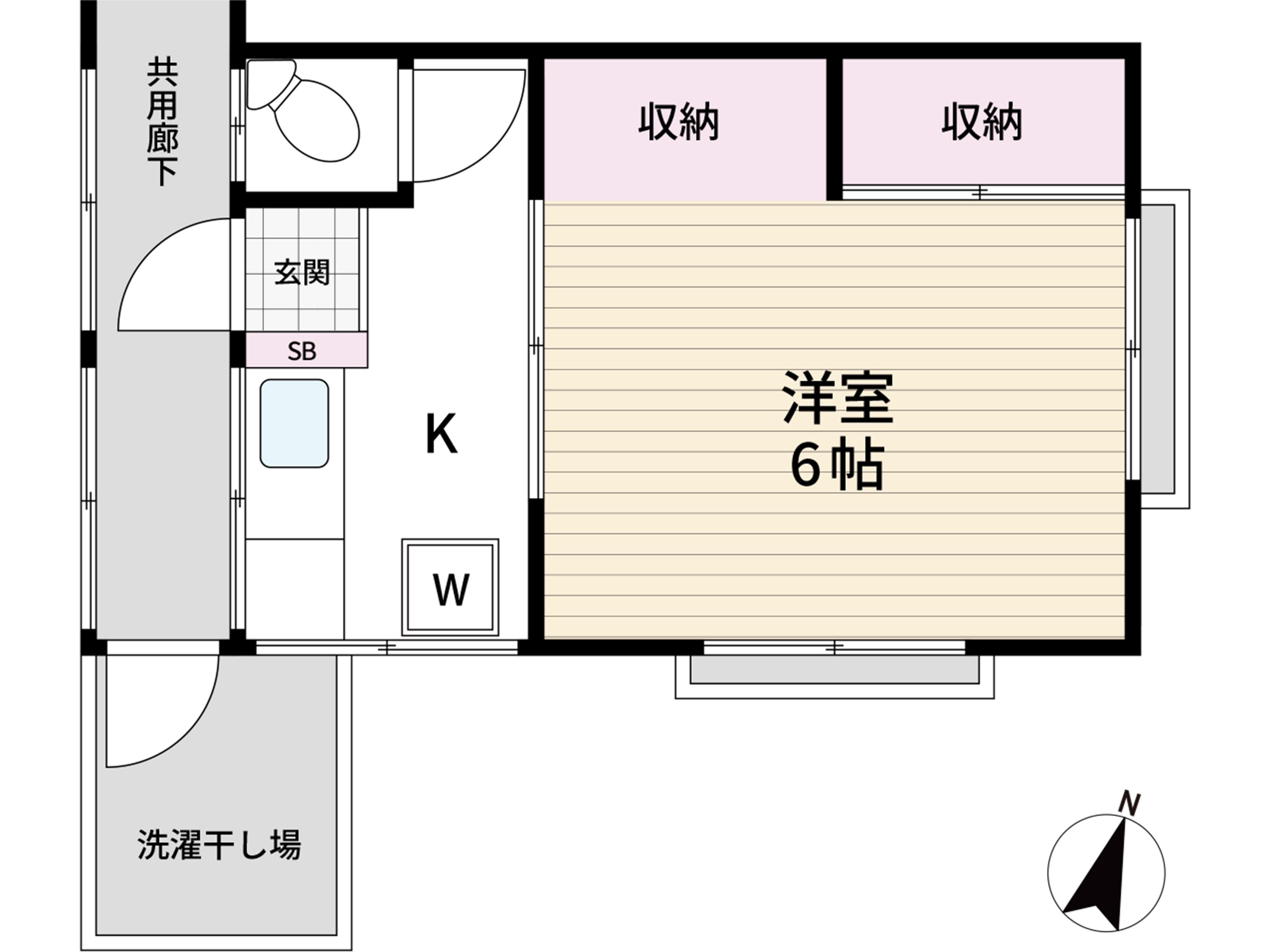 栗原荘(1K/2階)の間取り写真