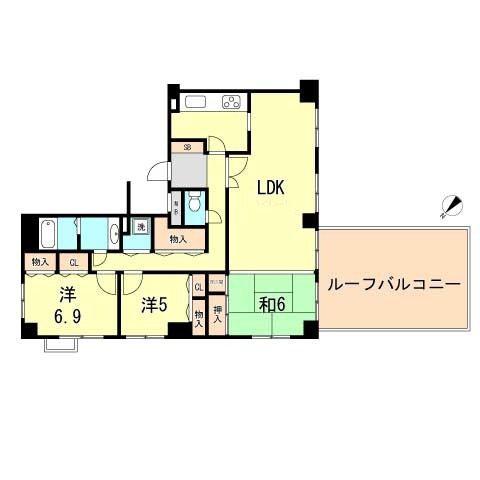 芦屋ガーデン(3LDK/5階)の間取り写真