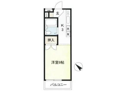 モーリスタウン(1K/2階)の間取り写真