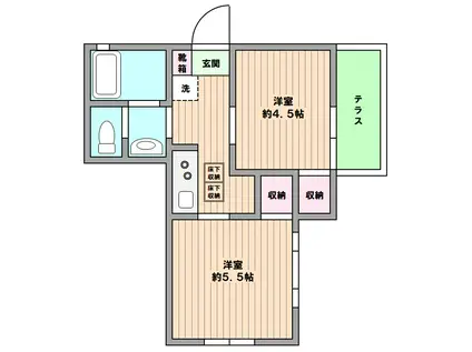 ガーデンヒルズ下北(2K/1階)の間取り写真