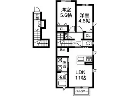 シャーメゾン メゾンドブラン・ヨシイII(2LDK/2階)の間取り写真
