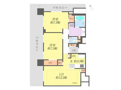 プラウドタワー大泉学園(2LDK/25階)の間取り写真