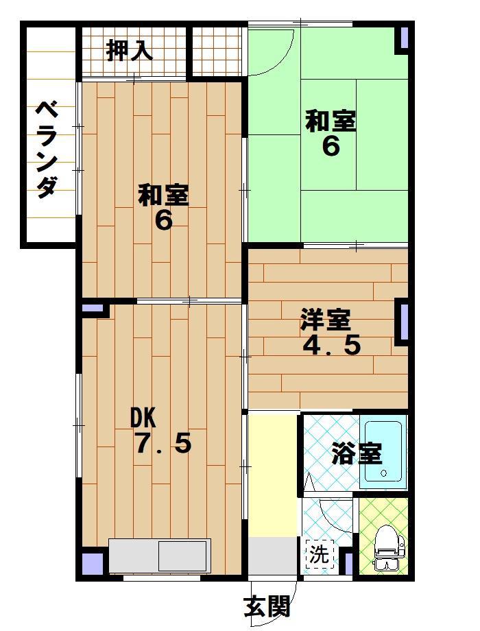 ヴィリジアンタワー(3DK/5階)の間取り写真